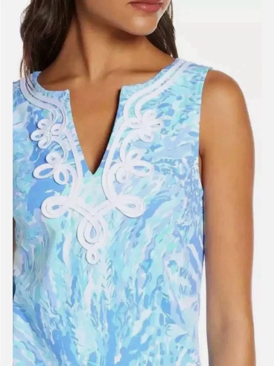 Lilly Pulitzer Harper Shift Dress L Blue Haven Hey Hey Soleil print Sleeveless - Picture 3 of 8